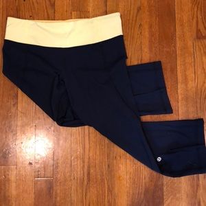 Lululemon Capri Pants. Navy/Yellow